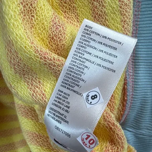 New Free People Classic Striped Oversized Crewneck In Orange Combo Women's Sz M - Picture 7 of 7